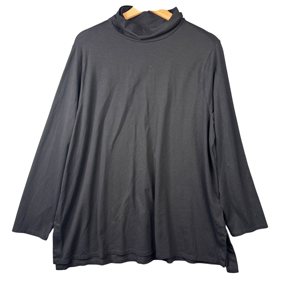 J. Jill Luxe Supima Turtleneck Tunic Black Long Sleeve Stretch Top Size XL